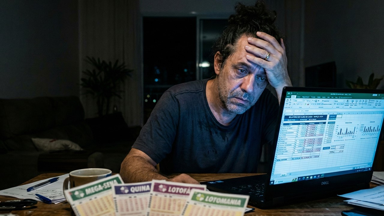 Organizador de bolão estressado com planilhas manuais